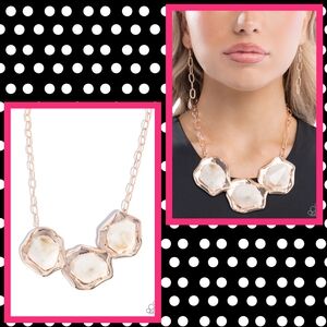 2/$10 Paparazzi Abstract Alias - Rose Gold Necklace
